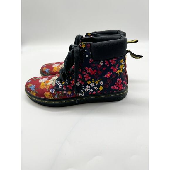 Dr. Martens Shoes - Dr. Martens Maelly Dark Floral Canvas Upper High Top Combat Boots Women’s Size 5